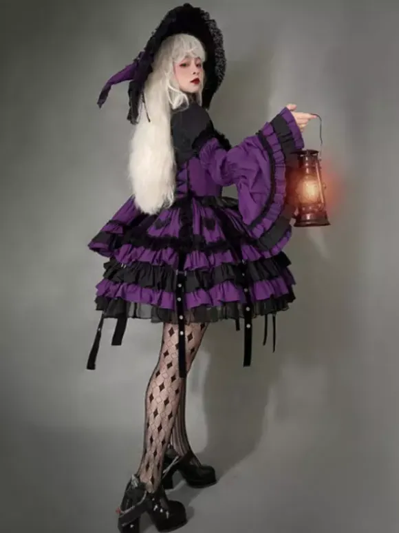 Gothic Lolita Dresses Tokisaki Kurumi Ruffles Lace Slip Dress