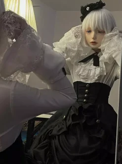 Gothic Lolita Elegant Skirt SK Ruffles Eternal Night Tiered Ruffles Black Jacquard Lolita Skirt