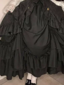 Gothic Lolita Elegant Skirt SK Ruffles Eternal Night Tiered Ruffles Black Jacquard Lolita Skirt