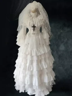Gothic Lolita Fashion Costumes One Piece Ruffles Long Sleeves Long Lolita Dress