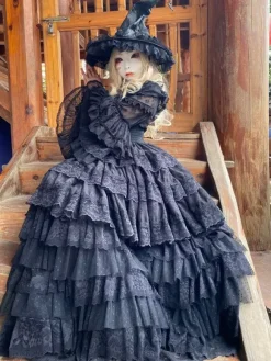 Gothic Lolita Fashion Costumes One Piece Ruffles Long Sleeves Long Lolita Dress