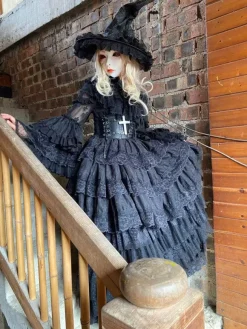 Gothic Lolita Fashion Costumes One Piece Ruffles Long Sleeves Long Lolita Dress