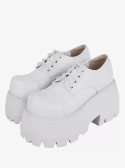 Gothic Lolita Footwear White Round Toe PU Leather Lolita Shoes