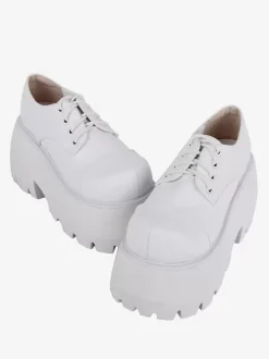 Gothic Lolita Footwear White Round Toe PU Leather Lolita Shoes