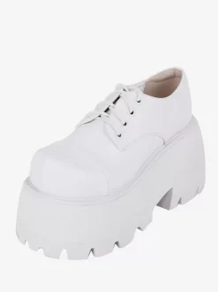 Gothic Lolita Footwear White Round Toe PU Leather Lolita Shoes
