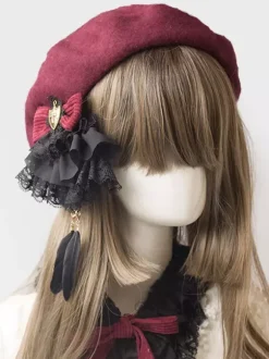 Gothic Lolita Hairpin Lace Ruffle Bow Lolita Hair Accessory