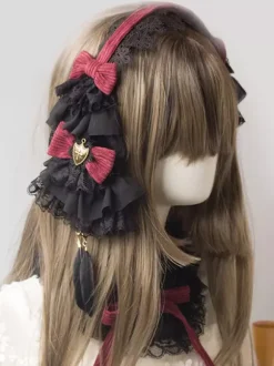 Gothic Lolita Hairpin Lace Ruffle Bow Lolita Hair Accessory
