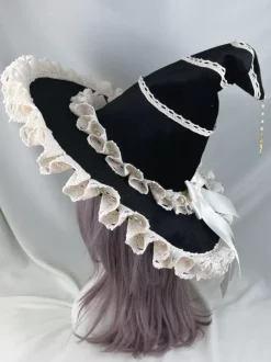 Gothic Lolita Hat Black Chains Bows Pearls Accessory Polyester Lolita Accessories