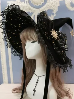 Gothic Lolita Hat Pink Bows Ruffles Accessory Lace Polyester Lolita Accessories