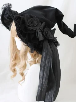 Gothic Lolita Hat Red Flowers Accessory Polyester Lolita Accessories