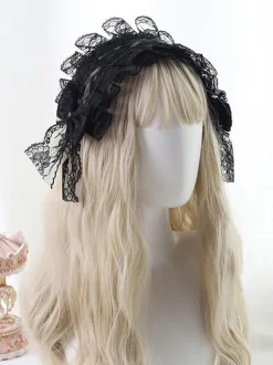 Gothic Lolita Headdress Lace Bow Lolita Headband