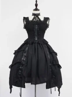 Gothic Lolita JSK Dress Lace Frill Lolita Jumper Skirts