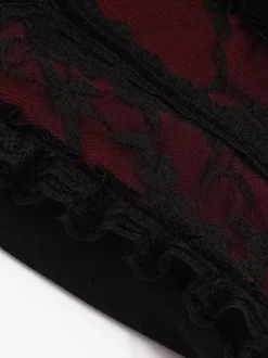 Gothic Lolita Lace Trim Camisole And Mesh Short Skirt Set Dark Series Halloween Cosplay Suit