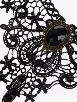 Gothic Lolita Necklace Black Lace Cut Out Heart And Flower Lolita Choker Collar