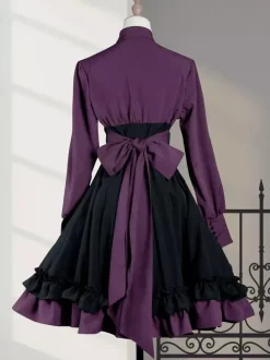 Gothic Lolita OP Dress Black Purple Ruffles Lolita One Piece Dresses