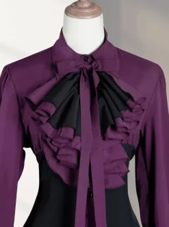 Gothic Lolita OP Dress Black Purple Ruffles Lolita One Piece Dresses
