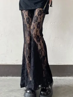 Gothic Lolita Pant Black Lace Flared Lolita Trousers