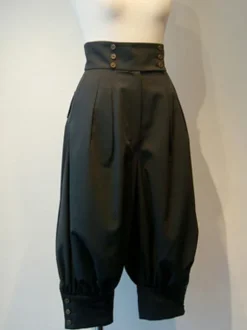 Gothic Lolita Pant Grommets Black Cropped Lolita Trousers