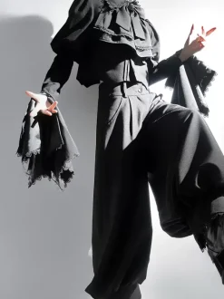 Gothic Lolita Pant Lace Ruffles Black Lolita Trousers
