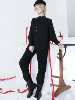 Gothic Lolita Pant Ouji Style Black Straight Lolita Trousers