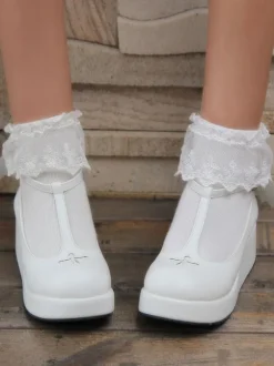 Gothic Lolita Shoes Black Platform Crux T-Strap Lolita Shoes With Evil Wing