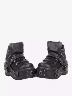 Gothic Lolita Shoes Black Bukle Platform Grommets PU Leather Lolita Shoes
