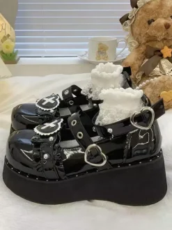 Gothic Lolita Shoes Platform Black Chains PU Leather Lolita Pumps