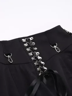 Gothic Lolita SK Black Metal Details Lace Up Lolita Skirts