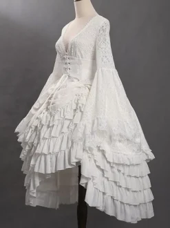 Gothic Lolita SK Jacquard White Ruffles Lolita Skirts