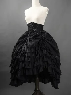 Gothic Lolita SK Jacquard White Ruffles Lolita Skirts