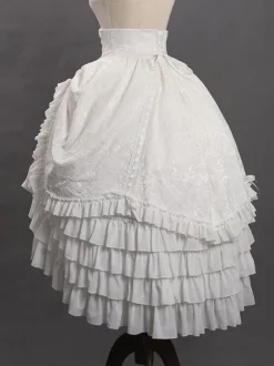 Gothic Lolita SK Jacquard White Ruffles Lolita Skirts