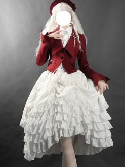 Gothic Lolita SK Jacquard White Ruffles Lolita Skirts