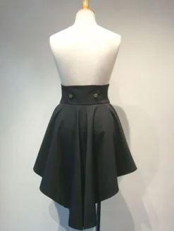 Gothic Lolita SK Laceuo High Low Layered Ruffle Black Lolita Skirt