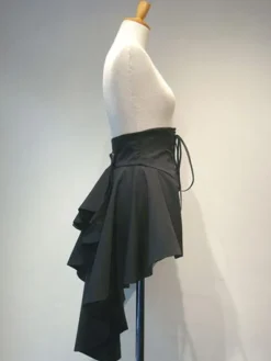 Gothic Lolita SK Laceuo High Low Layered Ruffle Black Lolita Skirt