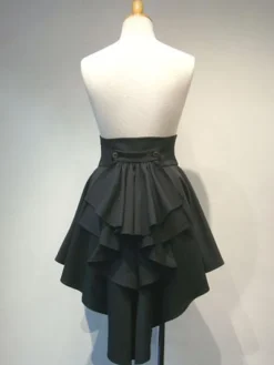 Gothic Lolita SK Laceuo High Low Layered Ruffle Black Lolita Skirt