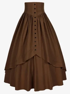Gothic Lolita SK Ruffles Coffee Brown Lolita Skirts