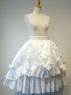 Gothic Lolita SK White Lace Up Ruffles Lolita Skirts