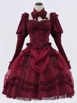 Gothic Lolita Skirt Black Bows Ruffles Lolita Skirts