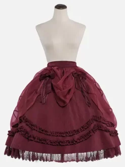 Gothic Lolita Skirt Black Bows Ruffles Lolita Skirts