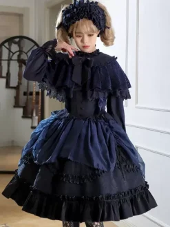 Gothic Lolita Skirt Black Bows Ruffles Lolita Skirts