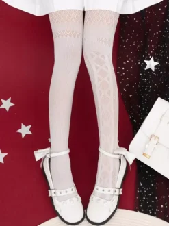 Gothic Lolita Tights White Accessory Polyester Plaid Lolita Accessories