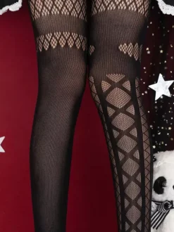 Gothic Lolita Tights White Accessory Polyester Plaid Lolita Accessories