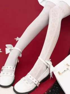 Gothic Lolita Tights White Accessory Polyester Plaid Lolita Accessories