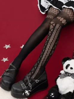 Gothic Lolita Tights White Accessory Polyester Plaid Lolita Accessories