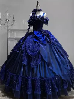 Gothic Wedding Lolita Dresses Ruffles Bows Red White Gown