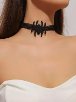 Gothic Black Lace Choker Necklace Spider Cross Butterfly Pendant Punk Dark Style Neck Jewelry