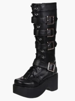 Gothic Black Lolita Boots Platform Shoes Buckles Shoelaces