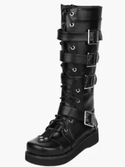 Gothic Black Lolita Boots Sraps Buckles Shoelace