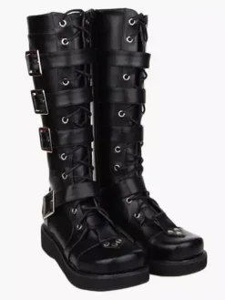 Gothic Black Lolita Boots Sraps Buckles Shoelace