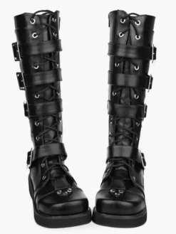 Gothic Black Lolita Boots Sraps Buckles Shoelace